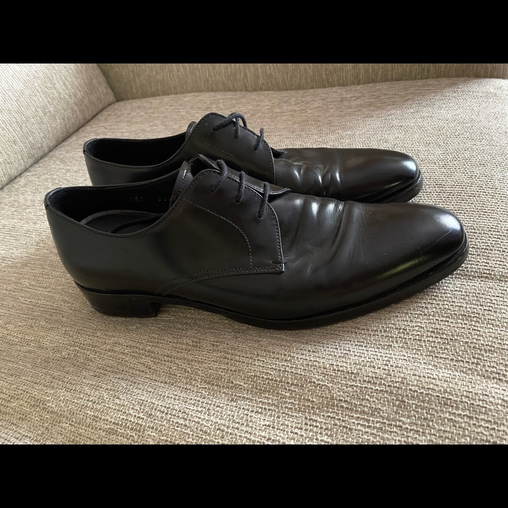 Men’s black Prada brushed leather derby shoes